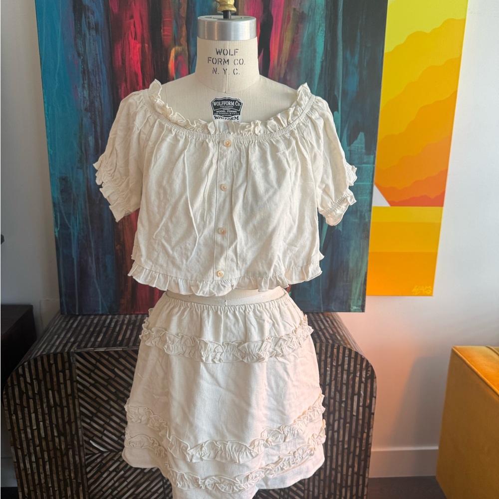 Urban Outfitters Cream Ruffled Ensemble